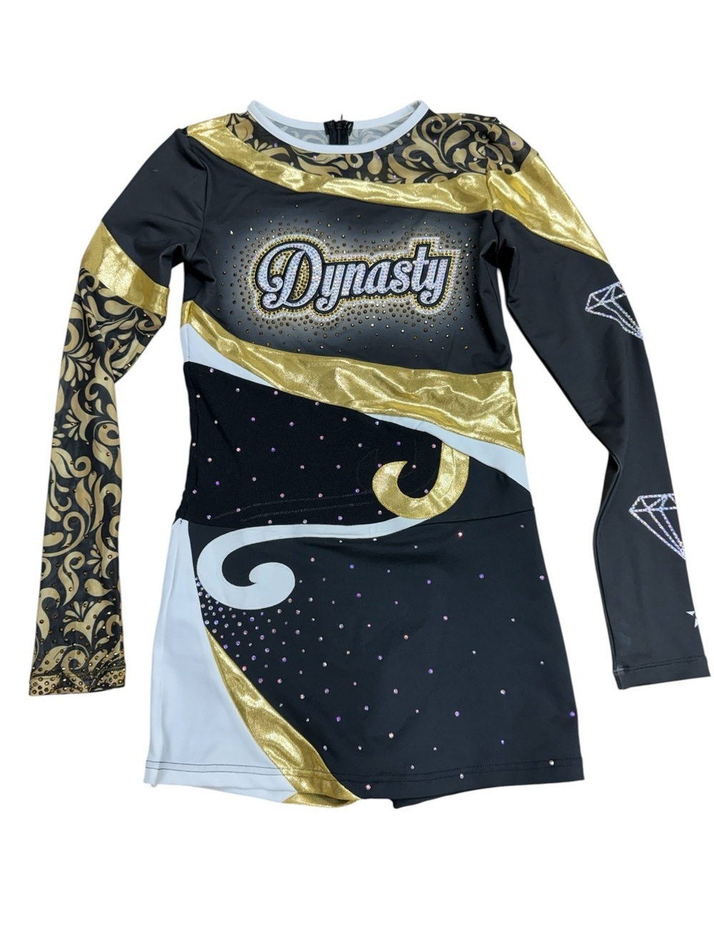 Rebel athletic.Dynasty Black & Gold Long Sleeve Girls' Cheer Dress